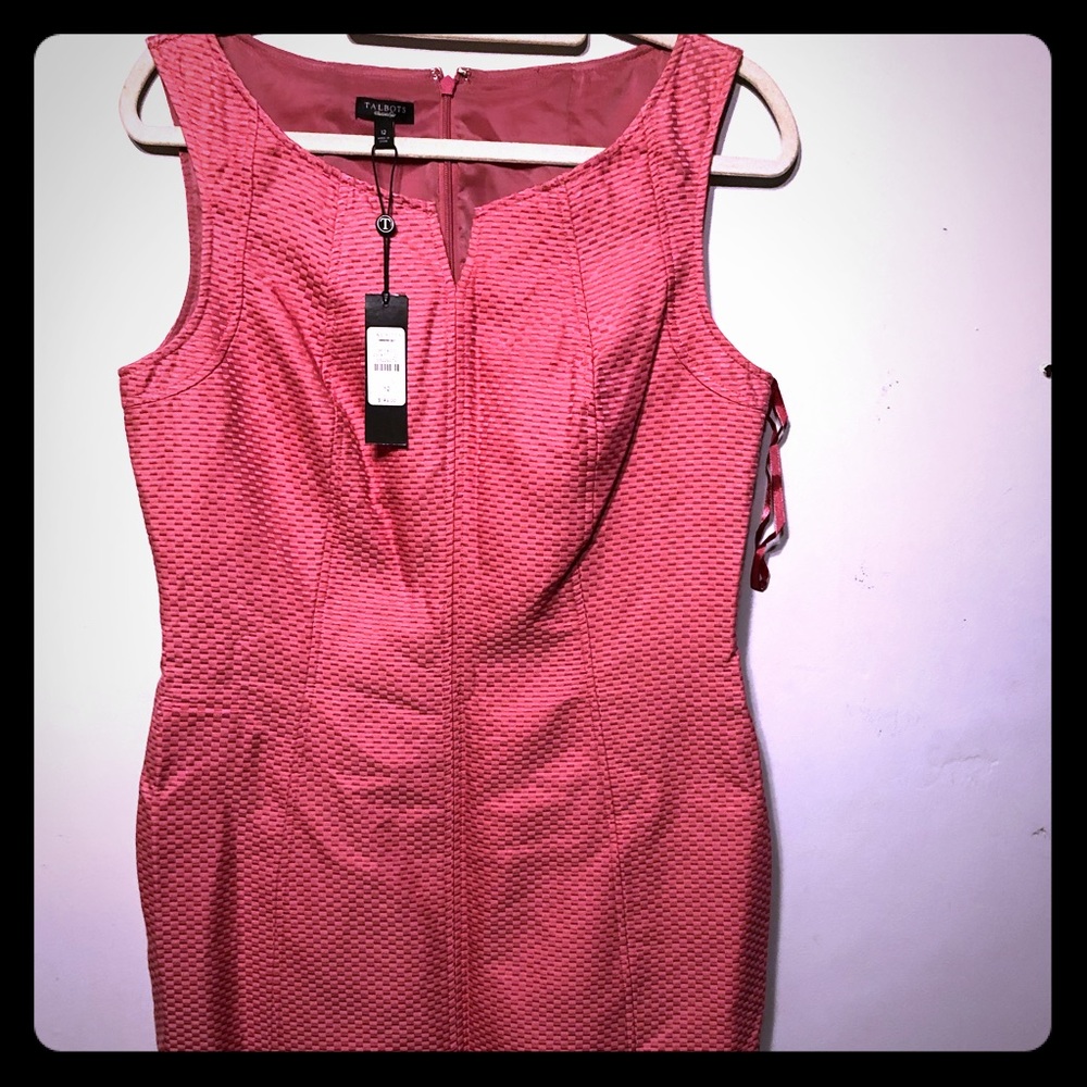 Talbots Sheath dress NWT pink size 12 cotton silk